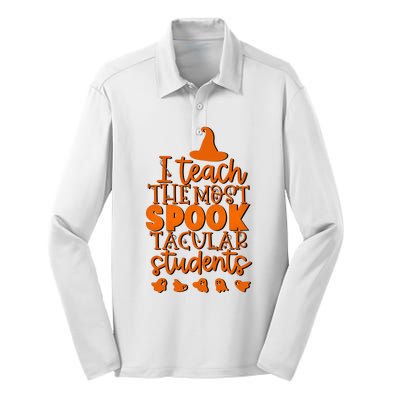 I Teach The Most Spook Tacular Students Halloween Teacher Silk Touch Performance Long Sleeve Polo