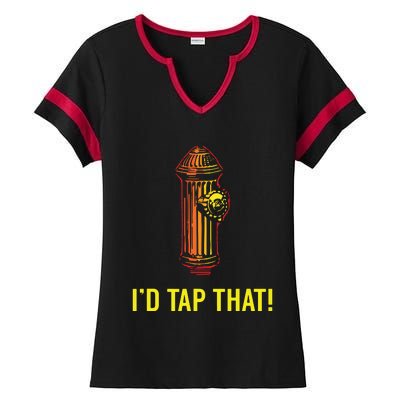 Id Tap That Funny Firefighter Gifts Ladies Halftime Notch Neck Tee