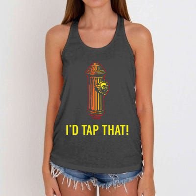 Id Tap That Funny Firefighter Gifts Women's Knotted Racerback Tank