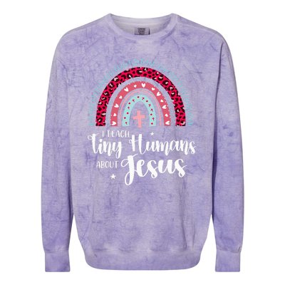 I Teach Tiny Humans About Jesus Teacher Appreciation Bible Colorblast Crewneck Sweatshirt