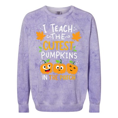 I Teach The Cutest Pumpkins In The Patch Teacher Halloween Colorblast Crewneck Sweatshirt