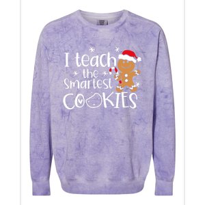 I Teach The Smartest Cookies Christmas Gingerbread Santa Hat Cute Gift Colorblast Crewneck Sweatshirt