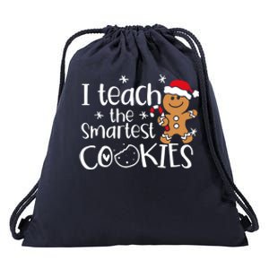 I Teach The Smartest Cookies Christmas Gingerbread Santa Hat Cute Gift Drawstring Bag