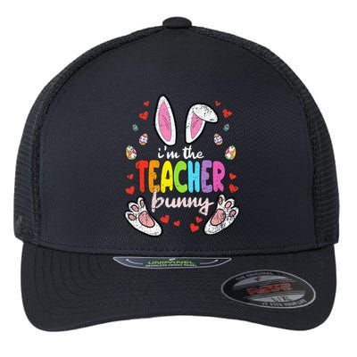 Im The Teacher Bunny Easter Egg T-Rex Spring Flexfit Unipanel Trucker Cap