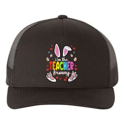 Im The Teacher Bunny Easter Egg T-Rex Spring Yupoong Adult 5-Panel Trucker Hat