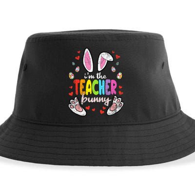 Im The Teacher Bunny Easter Egg T-Rex Spring Sustainable Bucket Hat