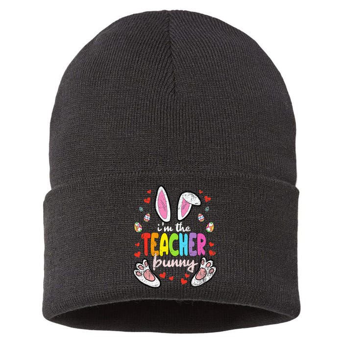 Im The Teacher Bunny Easter Egg T-Rex Spring Sustainable Knit Beanie