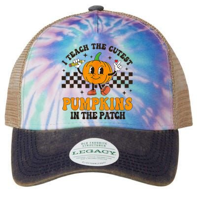 I Teach The Cutest Pumpkins In The Patch Groovy Teacher Fall Legacy Tie Dye Trucker Hat