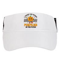 I Teach The Cutest Pumpkins In The Patch Groovy Teacher Fall Adult Drive Performance Visor