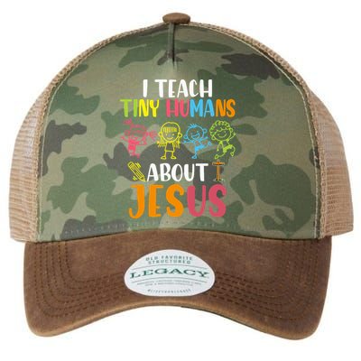 I Teach Tiny Humans About Jesus Design Teacher Legacy Tie Dye Trucker Hat