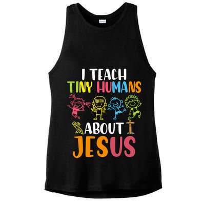 I Teach Tiny Humans About Jesus Design Teacher Ladies PosiCharge Tri-Blend Wicking Tank