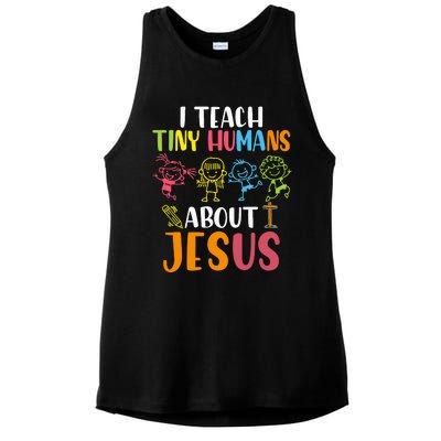 I Teach Tiny Humans About Jesus Design Teacher Ladies PosiCharge Tri-Blend Wicking Tank