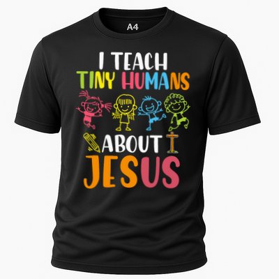 I Teach Tiny Humans About Jesus Design Teacher Performance Shirt