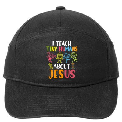 I Teach Tiny Humans About Jesus Design Teacher 7-Panel Snapback Hat