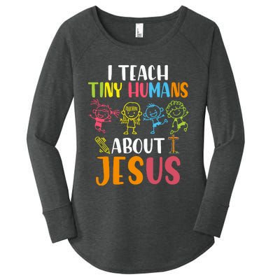 I Teach Tiny Humans About Jesus Design Teacher Women's Perfect Tri Tunic Long Sleeve Shirt