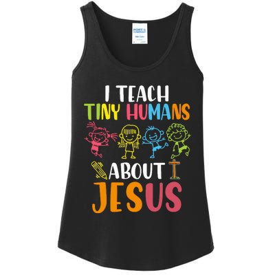 I Teach Tiny Humans About Jesus Design Teacher Ladies Essential Tank