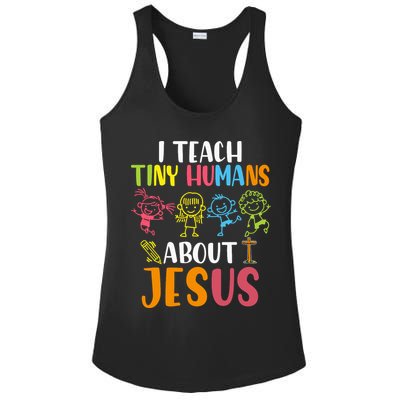 I Teach Tiny Humans About Jesus Design Teacher Ladies PosiCharge Competitor Racerback Tank
