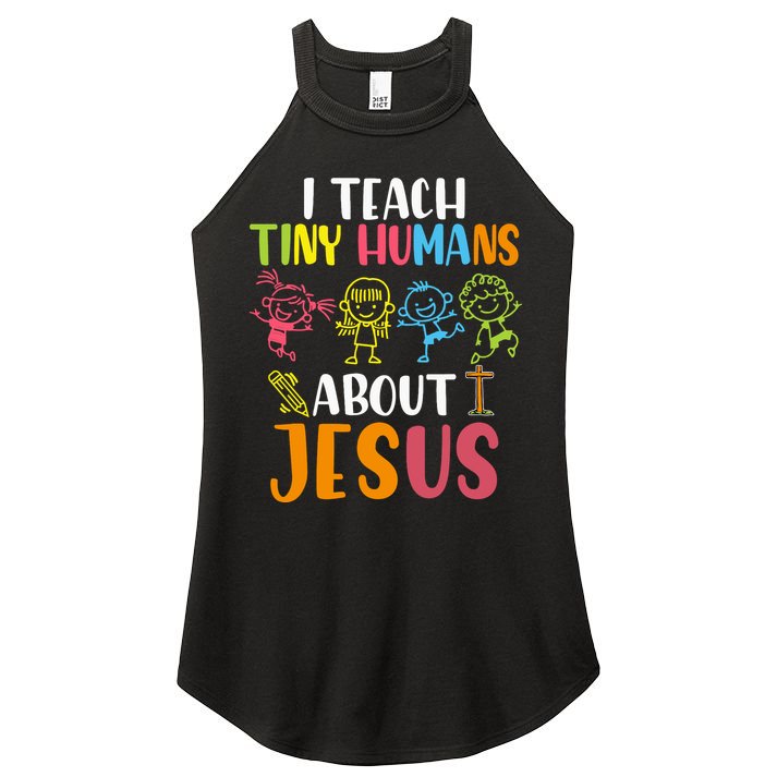 I Teach Tiny Humans About Jesus Design Teacher Women's Perfect Tri Rocker Tank