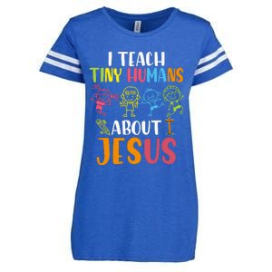 I Teach Tiny Humans About Jesus Design Teacher Enza Ladies Jersey Football T-Shirt