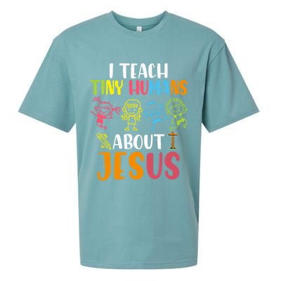 I Teach Tiny Humans About Jesus Design Teacher Sueded Cloud Jersey T-Shirt