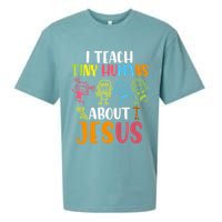 I Teach Tiny Humans About Jesus Design Teacher Sueded Cloud Jersey T-Shirt