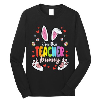 Im The Teacher Bunny Easter Egg Hunting T-Rex Spring Long Sleeve Shirt