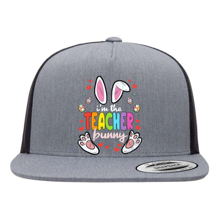 Im The Teacher Bunny Easter Egg Hunting T-Rex Spring Flat Bill Trucker Hat