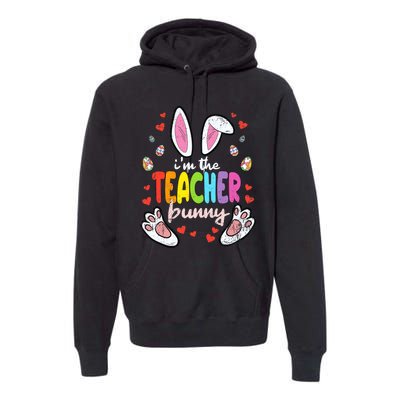 Im The Teacher Bunny Easter Egg Hunting T-Rex Spring Premium Hoodie