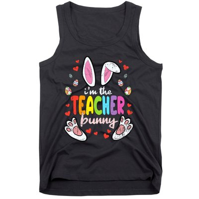 Im The Teacher Bunny Easter Egg Hunting T-Rex Spring Tank Top