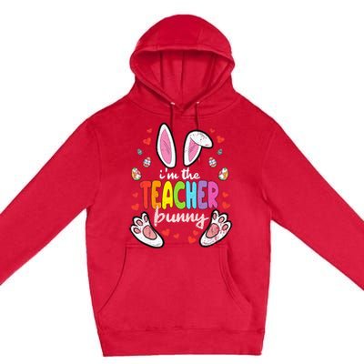 Im The Teacher Bunny Easter Egg Hunting T-Rex Spring Premium Pullover Hoodie