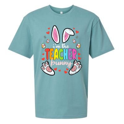 Im The Teacher Bunny Easter Egg Hunting T-Rex Spring Sueded Cloud Jersey T-Shirt