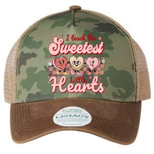 I Teach The Sweetest Hearts Retro Teacher Valentines Day Legacy Tie Dye Trucker Hat