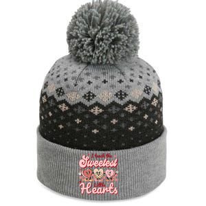 I Teach The Sweetest Hearts Retro Teacher Valentines Day The Baniff Cuffed Pom Beanie