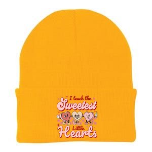 I Teach The Sweetest Hearts Retro Teacher Valentines Day Knit Cap Winter Beanie