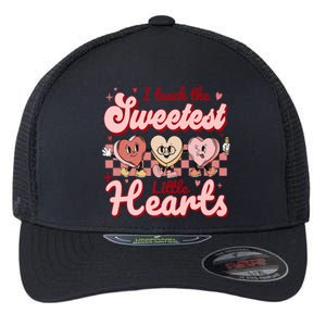 I Teach The Sweetest Hearts Retro Teacher Valentines Day Flexfit Unipanel Trucker Cap