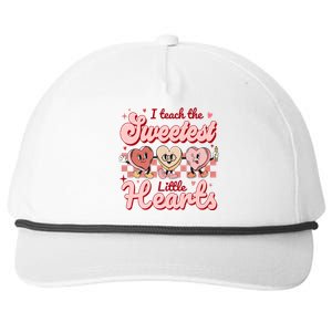 I Teach The Sweetest Hearts Retro Teacher Valentines Day Snapback Five-Panel Rope Hat