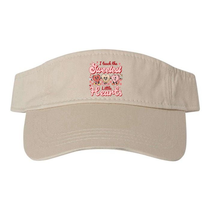 I Teach The Sweetest Hearts Retro Teacher Valentines Day Valucap Bio-Washed Visor