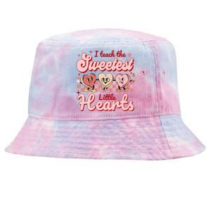 I Teach The Sweetest Hearts Retro Teacher Valentines Day Tie-Dyed Bucket Hat