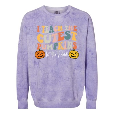 I Teach The Cutest Pumpkins In The Patch Teacher Fall Colorblast Crewneck Sweatshirt