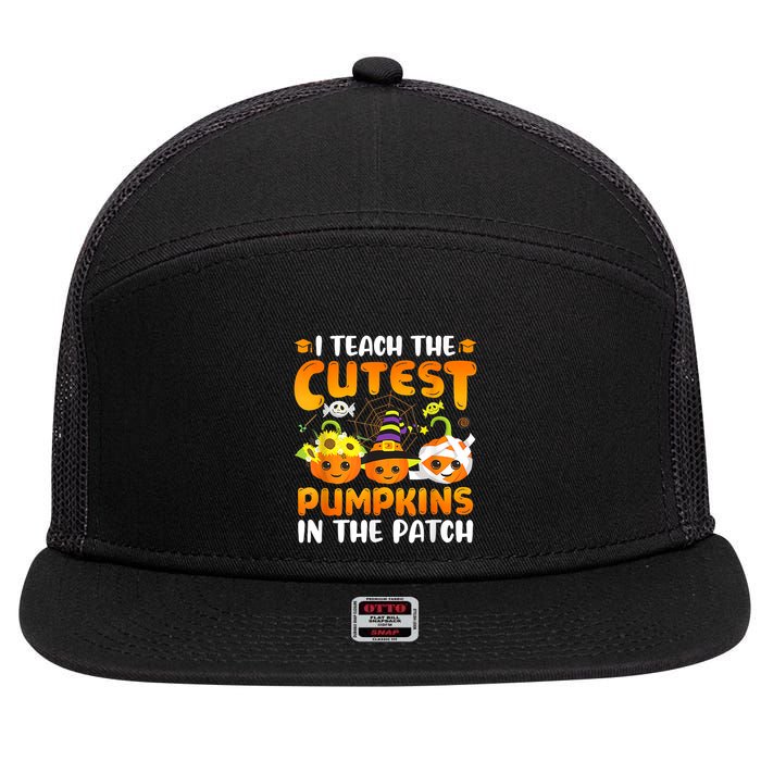 I Teach The Cutest Pumpkins In The Patch Halloween Spooky 7 Panel Mesh Trucker Snapback Hat