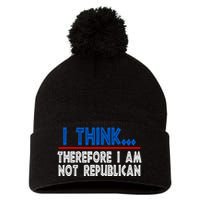 I Think Therefore I Am Not Republican Politics Quote Saying Pom Pom 12in Knit Beanie