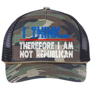 I Think Therefore I Am Not Republican Politics Quote Saying Retro Rope Trucker Hat Cap