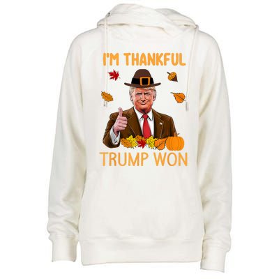 IM Thankful Trump Won Thanksgiving Turkey Fall Womens Funnel Neck Pullover Hood