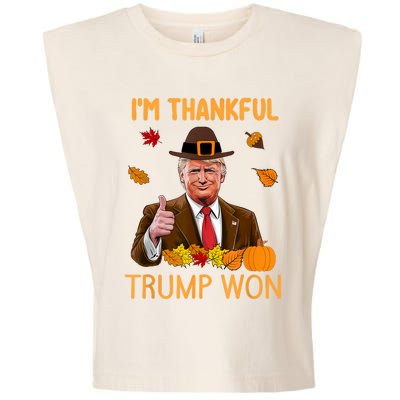 IM Thankful Trump Won Thanksgiving Turkey Fall Garment-Dyed Women's Muscle Tee