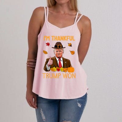 IM Thankful Trump Won Thanksgiving Turkey Fall Women's Strappy Tank