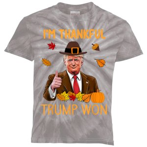 IM Thankful Trump Won Thanksgiving Turkey Fall Kids Tie-Dye T-Shirt