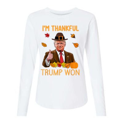 IM Thankful Trump Won Thanksgiving Turkey Fall Womens Cotton Relaxed Long Sleeve T-Shirt