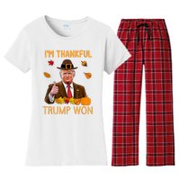 IM Thankful Trump Won Thanksgiving Turkey Fall Women's Flannel Pajama Set