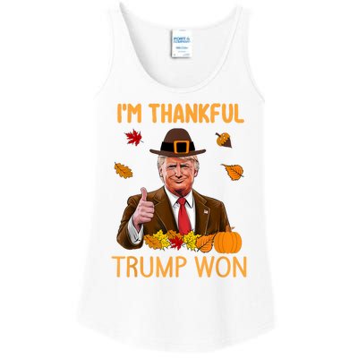 IM Thankful Trump Won Thanksgiving Turkey Fall Ladies Essential Tank