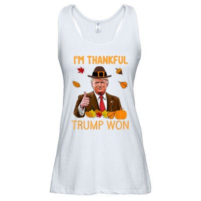 IM Thankful Trump Won Thanksgiving Turkey Fall Ladies Essential Flowy Tank